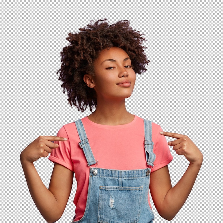 PSD pessoas orgulho conceito de arrogância auto-assegurado mulher orgulhosa tem penteado afro satisfeita com suas próprias altas conquistas sente-se confiante