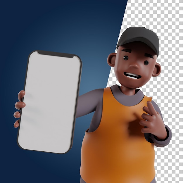 PSD pessoas segurando um modelo de renderização 3d de smartphone