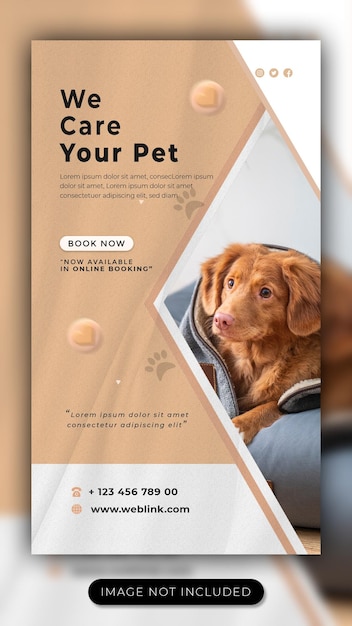 PSD pet care social media story-vorlage für facebook und instagram