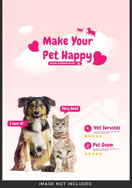 PSD pet shop or pet clinic flyer