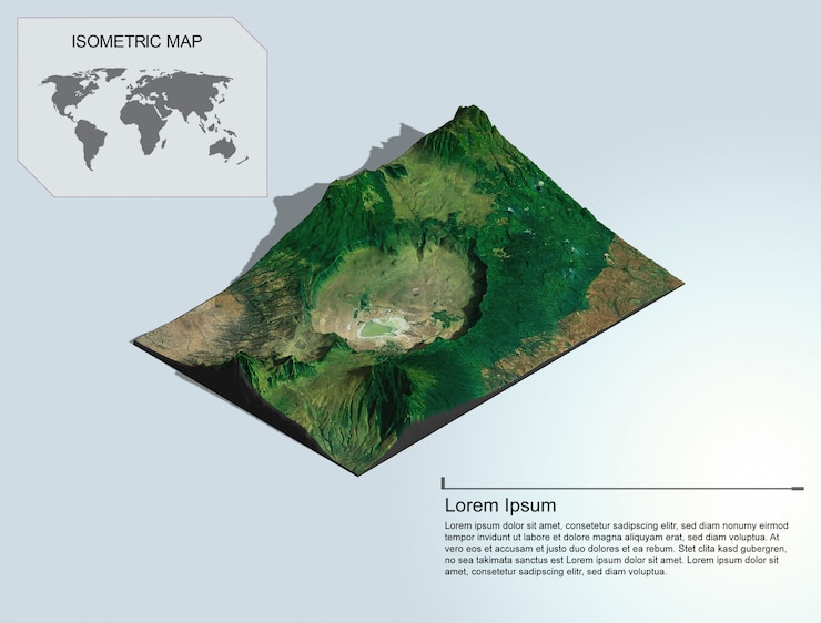 PSD peta isometrik medan virtual 3d untuk infografis.