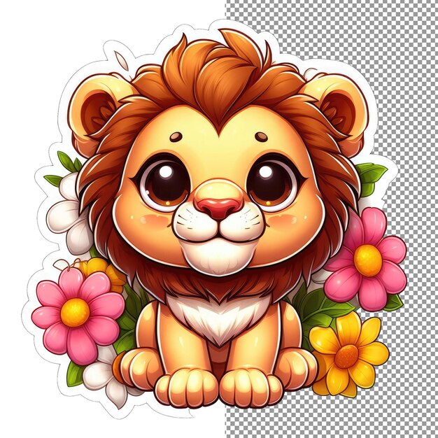 PSD petal pride lion mit dem kronen-aufkleber der natur