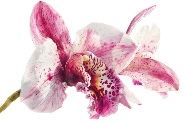 Pétalas de flores de orquídeas aquarela rosa ilustração isolada