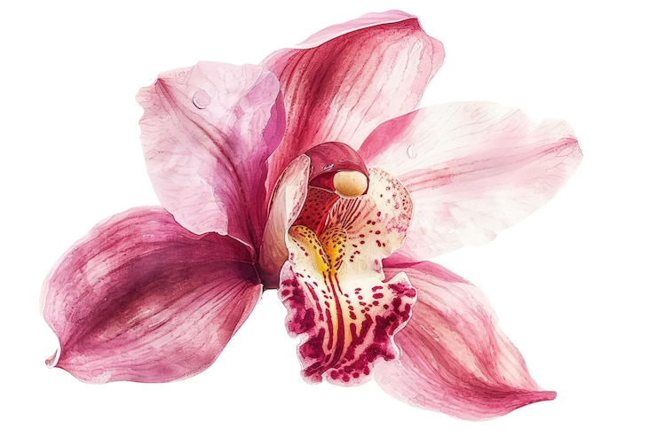 PSD pétalas de flores de orquídeas aquarela rosa ilustração isolada