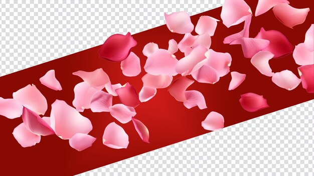 PSD les pétales tombants de la fleur de sakura rose une célébration de la saint-valentin