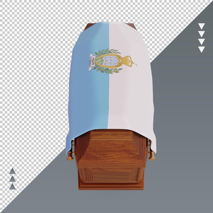 PSD peti mati 3d bendera san marino rendering tampilan depan