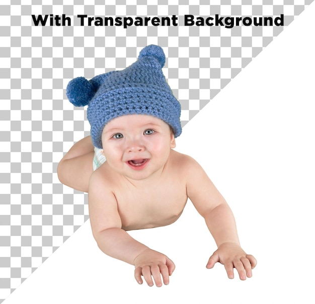 Petit bébé mignon portant une casquette PNG PSD isolé sur un fond transparent