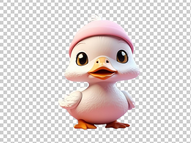 PSD un petit cartoon de canard en 3d en rose