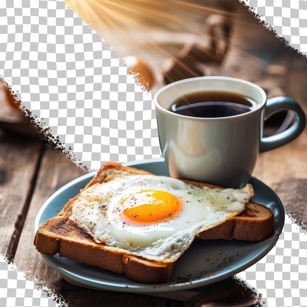 PSD petit-déjeuner avec œufs grillés et café sur fond transparent