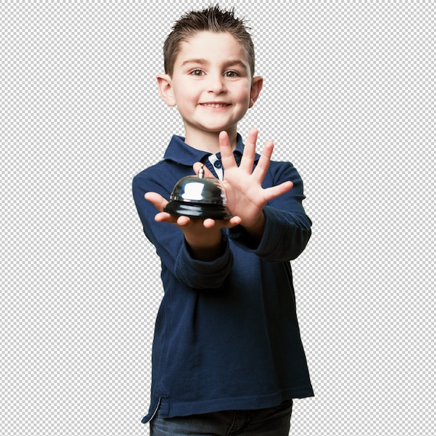 Petit enfant en appuyant sur un bouton