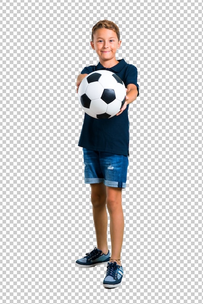 PSD petit enfant jouant au foot