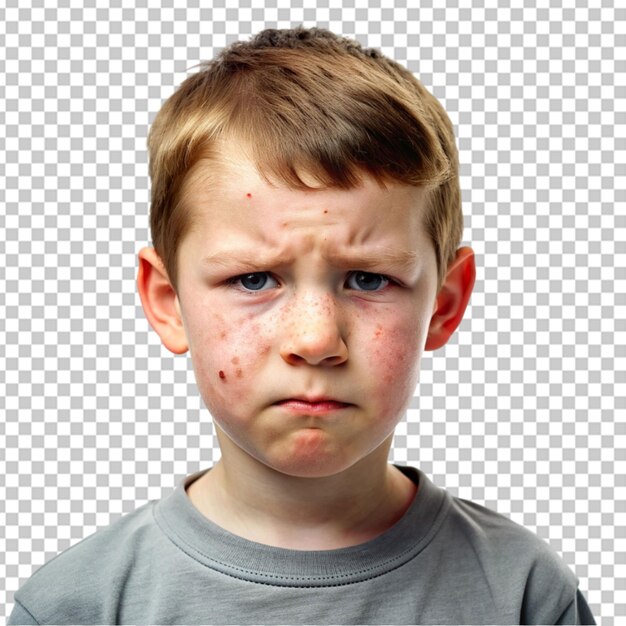 PSD un petit enfant avec un pimple sur le visage.