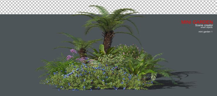 Un petit jardin agrémenté de nombreuses plantes.