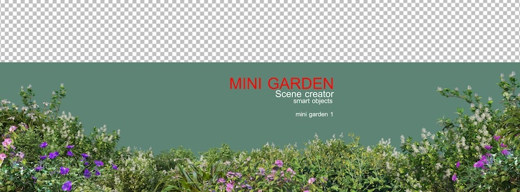 PSD petit jardin et arbres