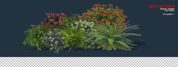 PSD petit jardin avec beaucoup de plantes