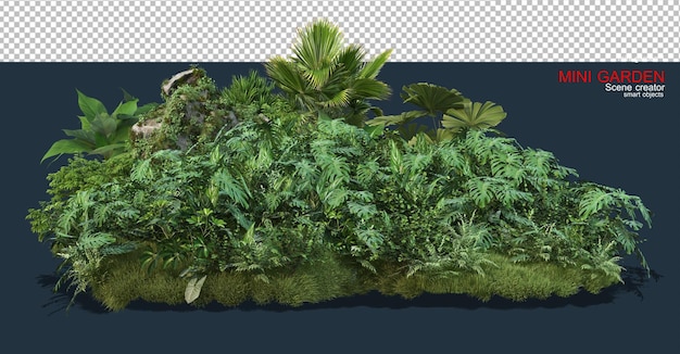 Le petit jardin est orné de pierres et de nombreuses plantes