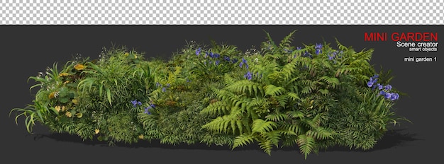 PSD petit jardin avec de nombreuses plantes