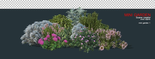 PSD petit jardin avec de nombreuses plantes