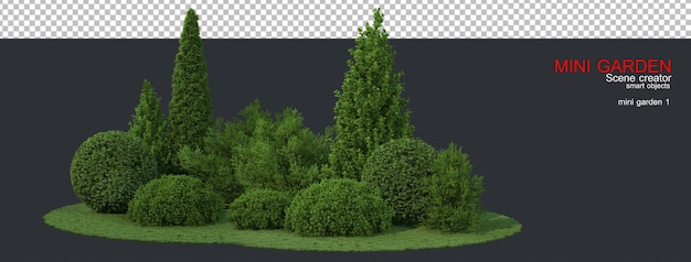 PSD petit jardin avec de nombreuses plantes