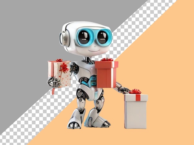 Un Petit Robot Mignon Tient Un Smartphone