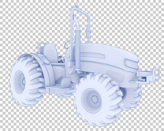 Petit tracteur sur fond transparent illustration de rendu 3d