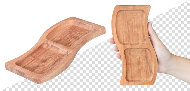 PSD petite assiette en bois pour les collations. isolé de l'arrière-plan