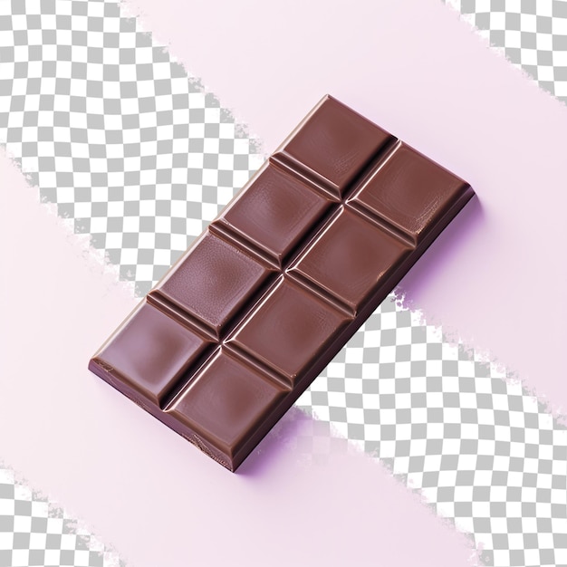 PSD petite barre de chocolat photographiée en gros plan sur un fond transparent