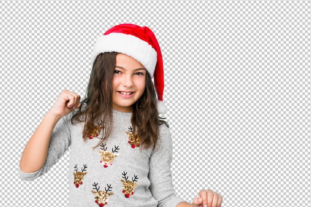 PSD petite fille fête le jour de noël danser et s'amuser.