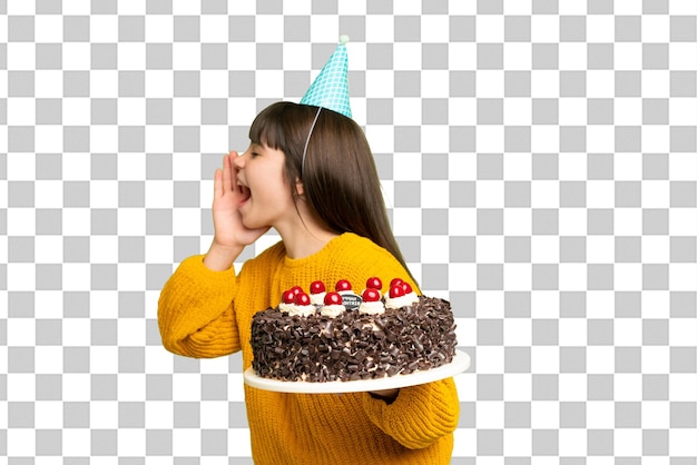 Petite fille sur le fond de la clé chromatique isolée