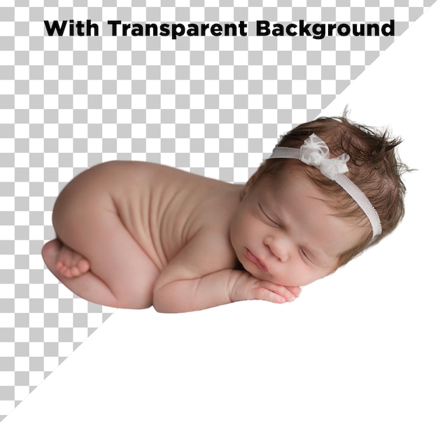 Une petite fille nouvellement née dormant paisiblement PNG PSD isolée sur un fond transparent
