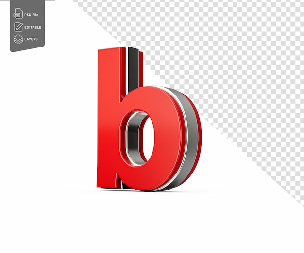 La petite lettre rouge vibrante b brille avec son design métallique élégant avec des bords tranchants illustration 3D