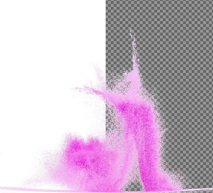 PSD petite taille violet sable volant explosion sables violets ondes de grain exploser nuage abstrait vol violet coloré éclaboussure de sable jetant dans l'air fond blanc isolé obturateur à haute vitesse jetant gel