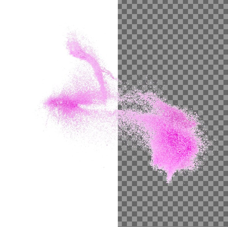 PSD petite taille violet sable volant explosion sables violets ondes de grain exploser nuage abstrait vol violet coloré éclaboussure de sable jetant dans l'air fond blanc isolé obturateur à haute vitesse jetant gel