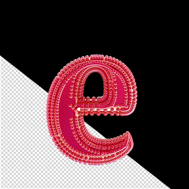 PSD petites sphères 3d sur la lettre de symbole rose e