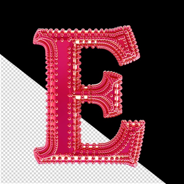 PSD petites sphères 3d sur la lettre de symbole rose e