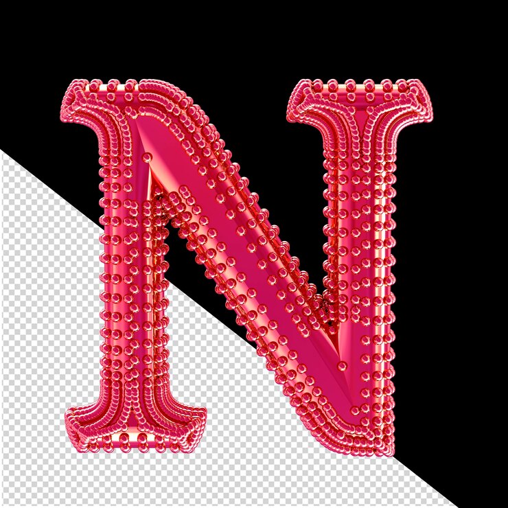 PSD petites sphères 3d sur la lettre de symbole rose n