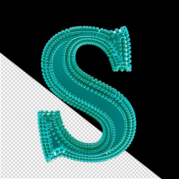 PSD petites sphères 3d sur la lettre symbole turquoise s