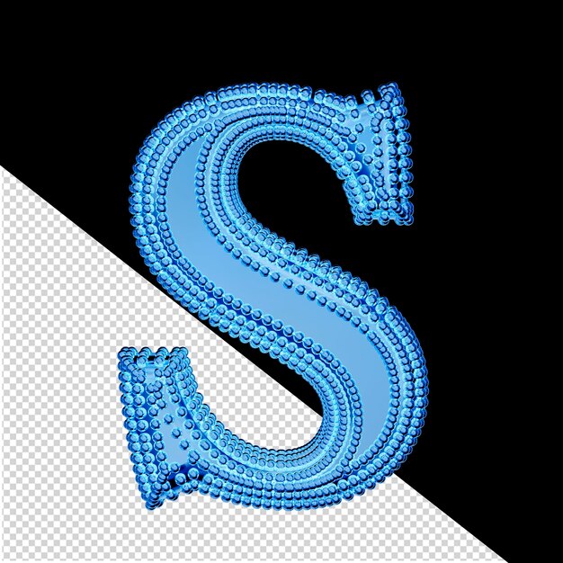 PSD petites sphères 3d sur le symbole de glace bleue lettre s