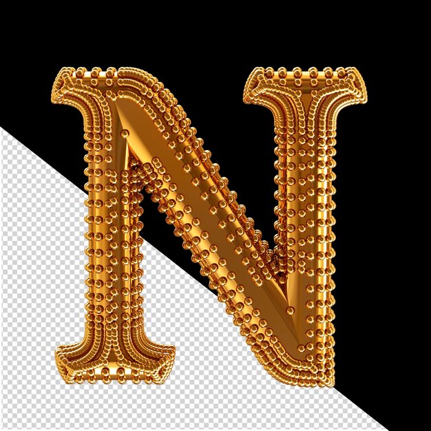 Petites sphères sur la lettre de symbole d'or n