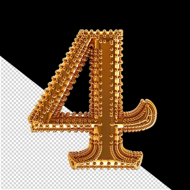 Petites sphères sur le symbole d'or numéro 4