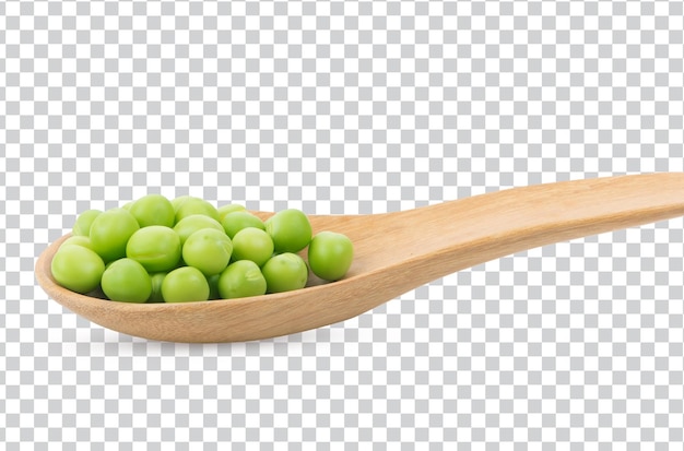 petits pois dans une cuillère en bois dos blancgroupe photo premium psd