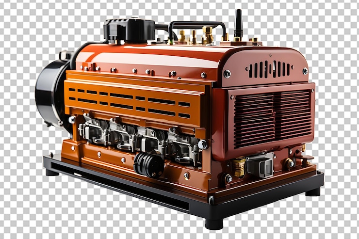 PSD petrol power generator isolated on transparent background