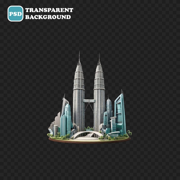 PSD petronas-turm-symbol isoliert 3d-render-illustration