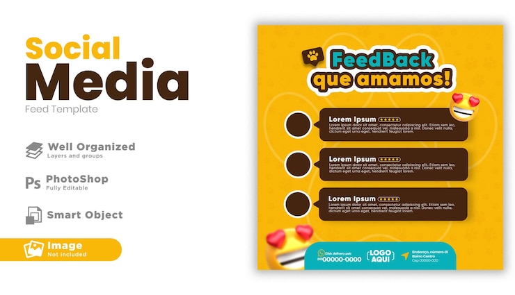 PSD pets shop social media posts banner template psd brazilian portuguese