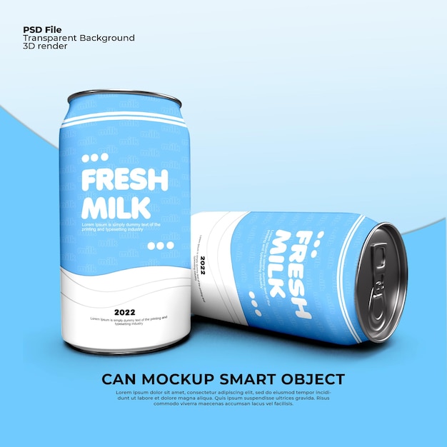 Peut Mockup Photoshop Bleu Modifiable Facile Pour Le Lait