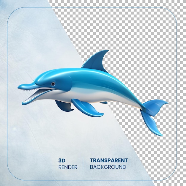 PSD pez delfín de dibujos animados psd 3d aislado en un fondo transparente