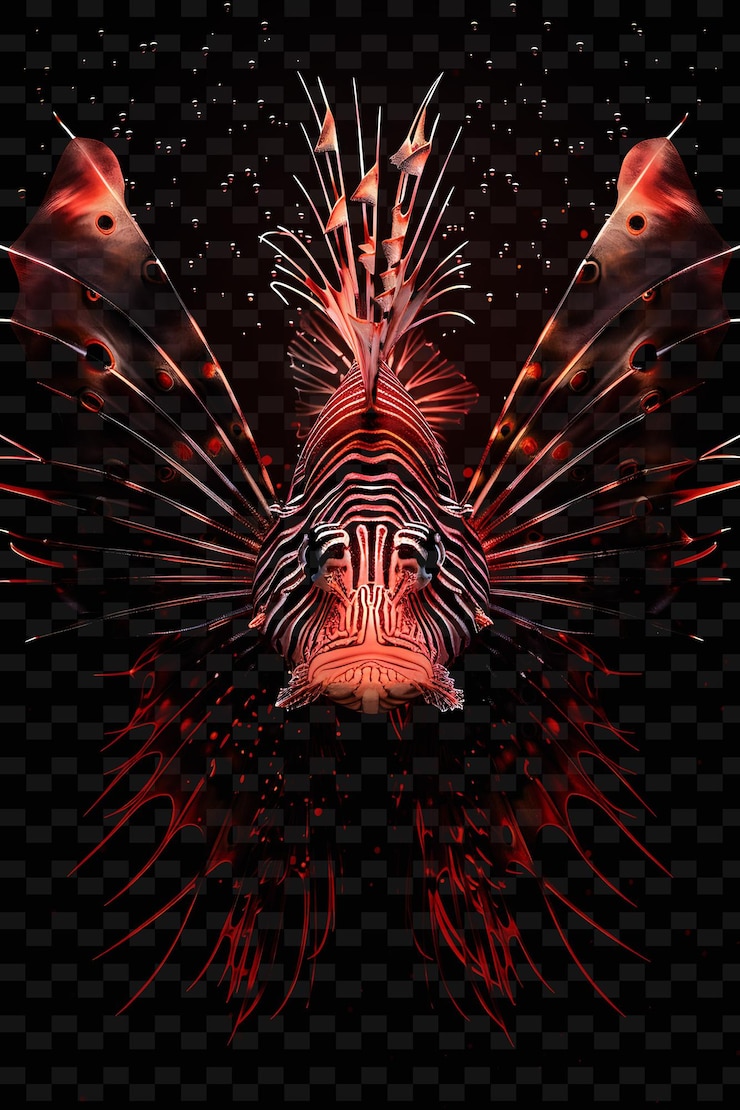 PSD un pez con un fondo rojo y negro