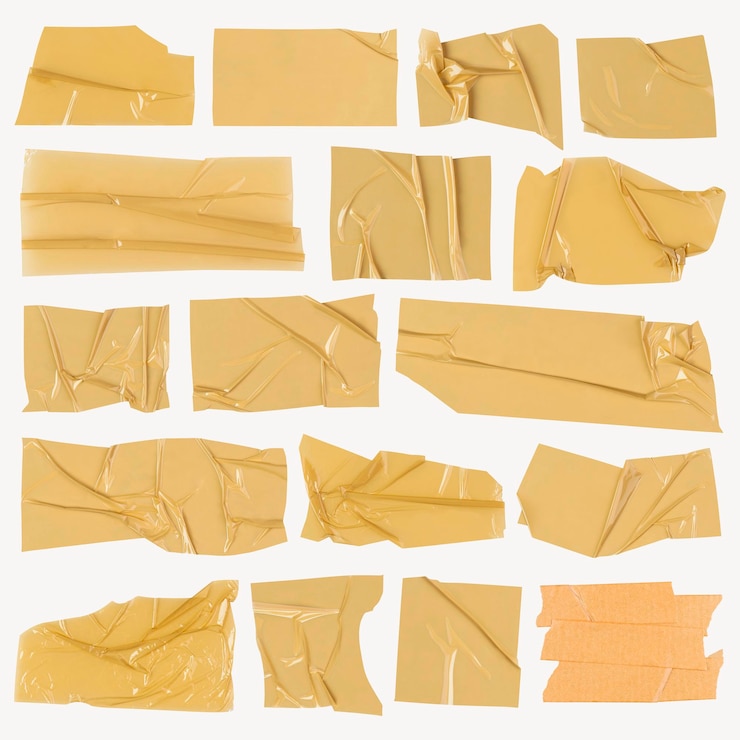 PSD pezzi di nastro adesivo giallo rugoso set psd