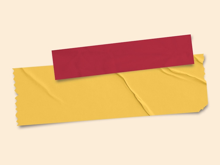 PSD pezzi sovrapposti di nastro adesivo rosso e giallo