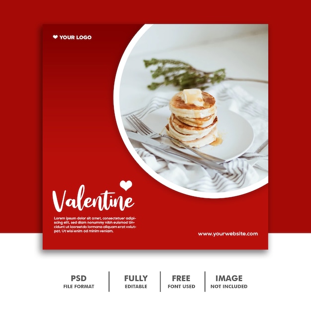 Pfannkuchen-roter instagram-social media-beitrags-valentinsgruß